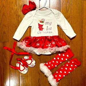 NWOT 4-piece baby 1st Christmas set size 0-6 months